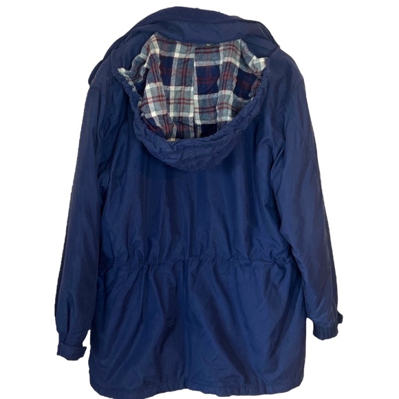 Vintage Northern Reflections 3 In 1 Navy Blue Parka Jacket Coat Plaid Lining S - Picture 12 of 15